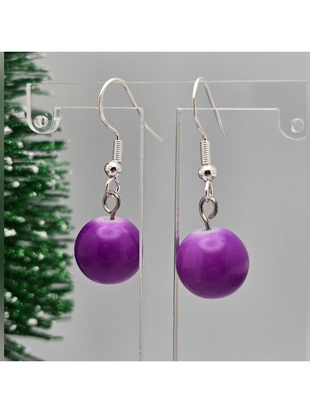 ✨2/$10✨ Handmade Purple Bead Dangle Earrings Sterling Silver French Hooks